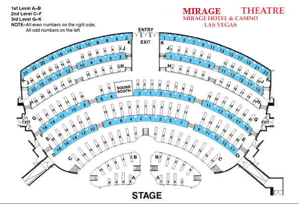 Mirage Theater Seating Chart